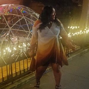 Zara Multi colored sheer faux wrap dress